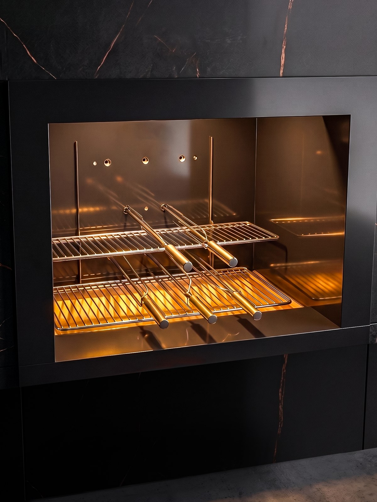 Florença instalada em cozinha externa, com iluminação interna
